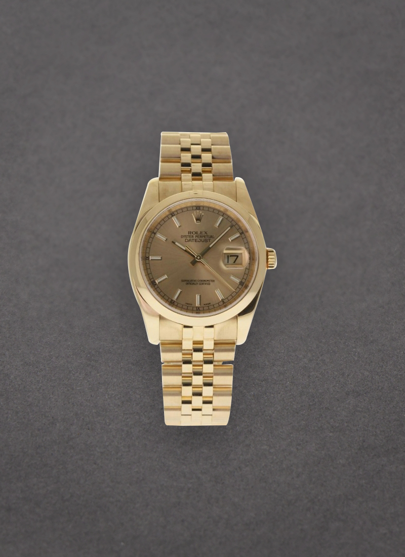 Pre-Owned Rolex Datejust 36mm in Yellow Gold with Smooth Bezel