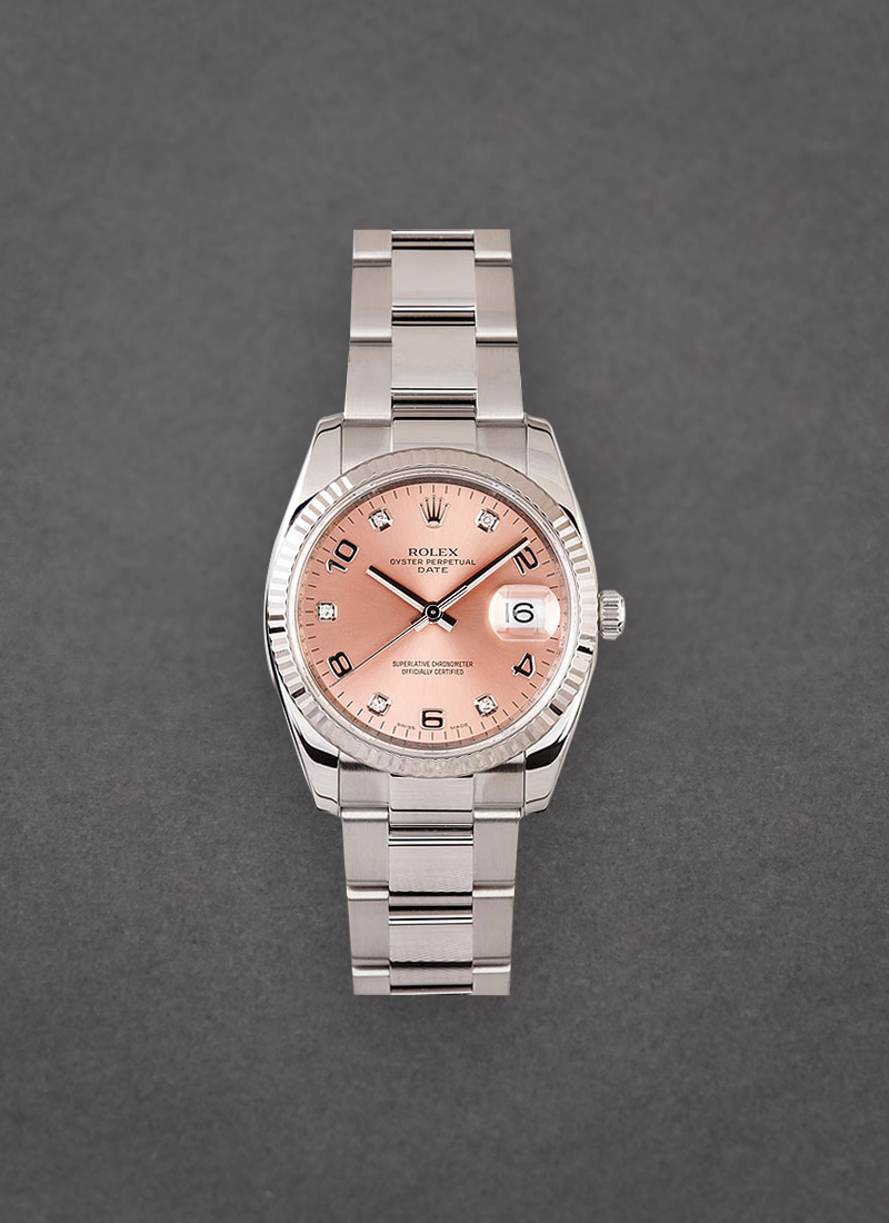 Pre-Owned Rolex Date 34mm in Steel with Fluted Bezel