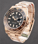GMT Master II in Rose Gold with Black and Brown Bezel   on Oyster Bracelet with Black Dial