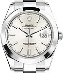 Datejust 2 41mm in Steel with Smooth Bezel on Oyster Bracelet with Silver Index Dial