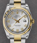 Datejust II 41mm in Steel with Yellow Gold Fluted Bezel on Oyster Bracelet with Silver Concentric Dial with Arabic Numerals