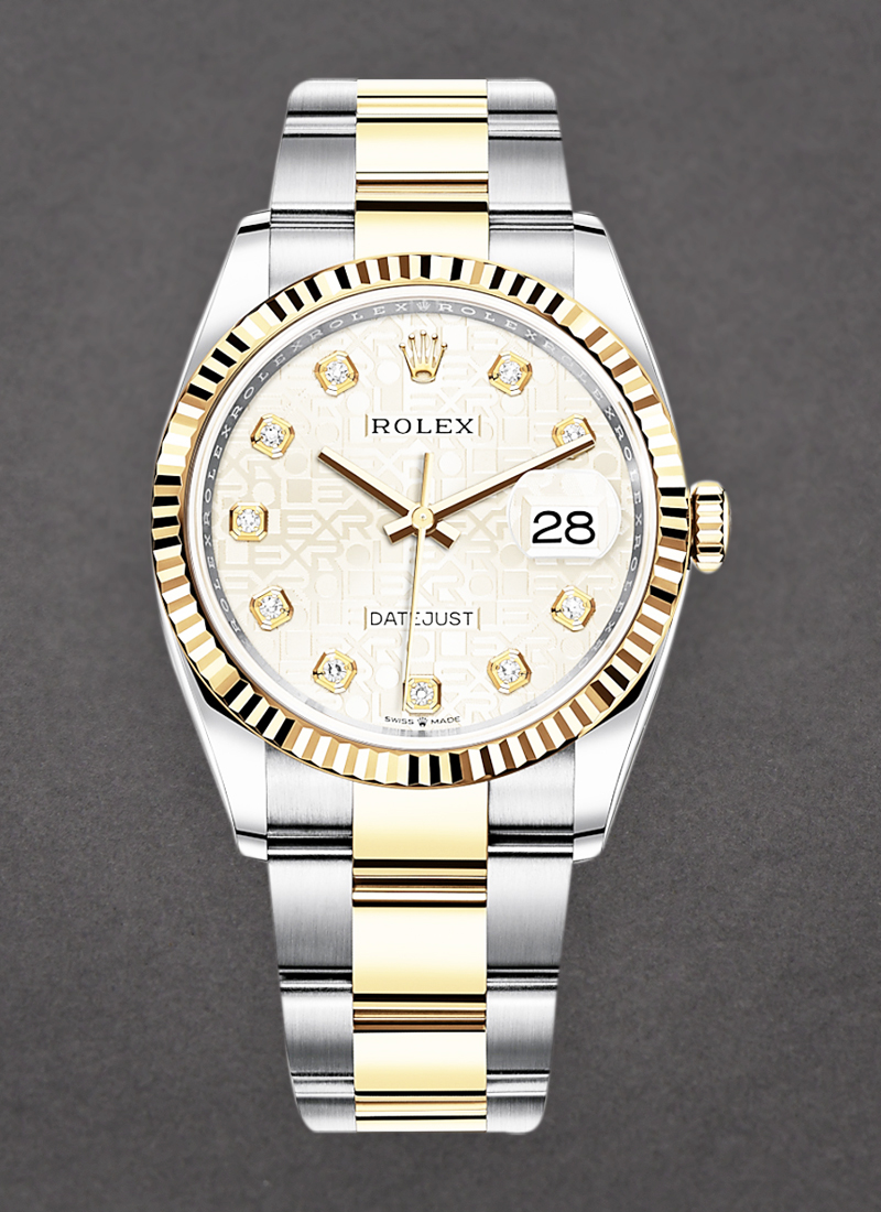 Rolex Unworn Datejust in Steel with Yellow Gold Fluted Bezel