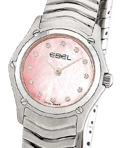 Classic Wave in Steel on Steel Bracelet with Pink Mother of Pearl Diamond Dial