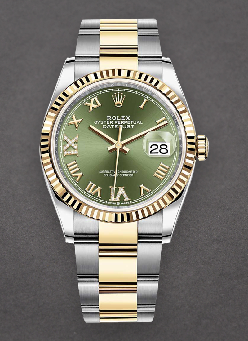 Rolex Unworn Datejust in Steel with Yellow Gold Fluted Bezel