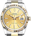2-Tone Datejust 36mm with Fluted Bezel on Oyster Bracelet with Champagne Stick Dial