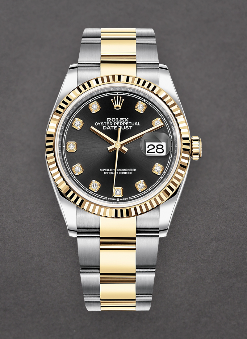 Rolex Unworn Datejust in Steel with Yellow Gold Fluted Bezel