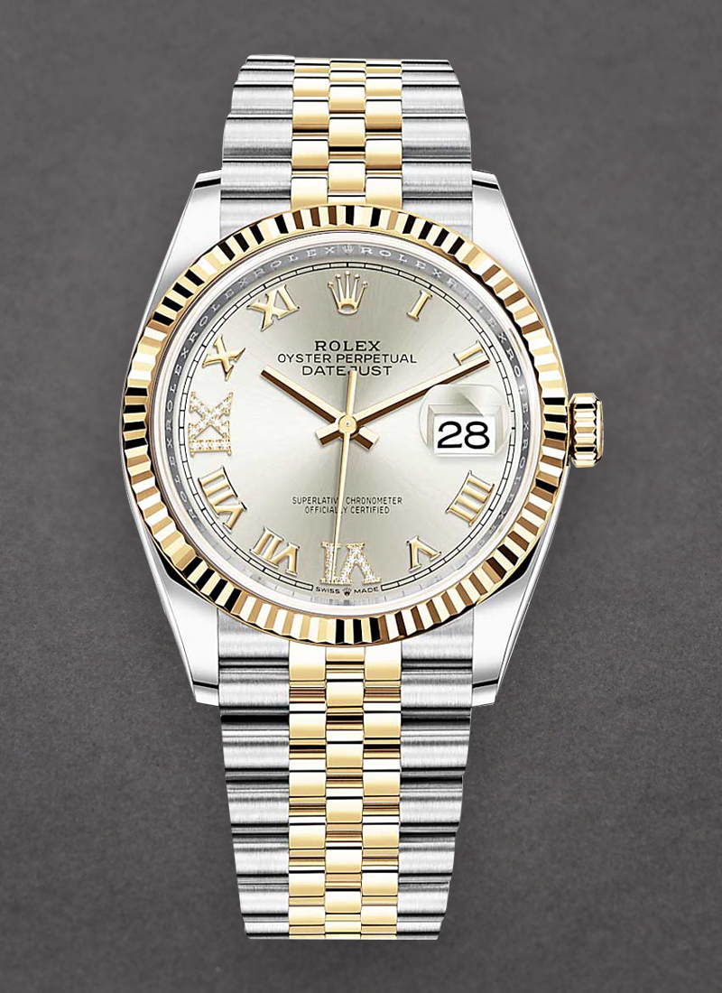 Rolex Unworn Datejust 36mm in Steel with Yellow Gold Fluted Bezel