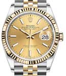 2-Tone Datejust 36mm on Jubilee Bracelet with Champagne Stick Dial