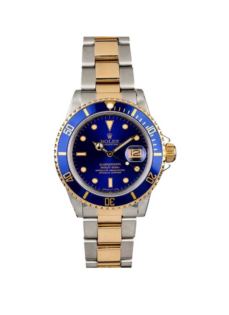 Pre-Owned Rolex Submariner 2-Tone in Steel with Yellow Gold Blue Bezel