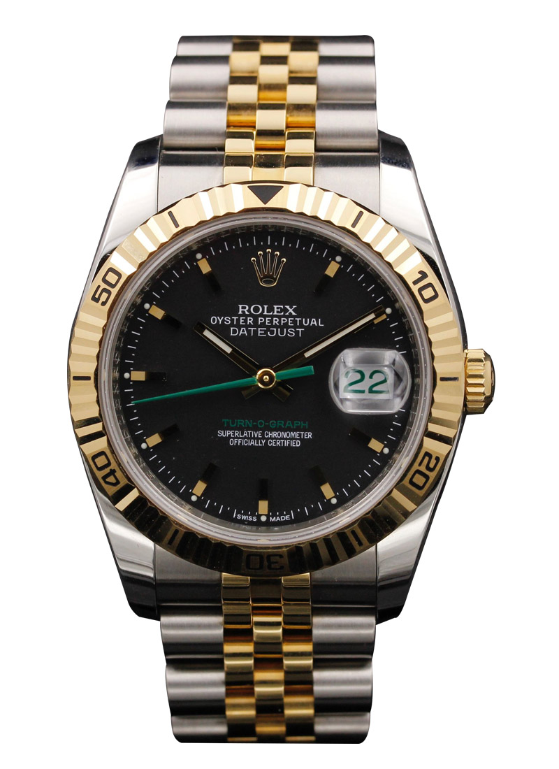 samarbejde sendt Se tilbage 116263_used_black_stick_Japanese Rolex Datejust 36mm 2 Tone SS/YG with  Jubilee / Turn O Graph | Essential Watches