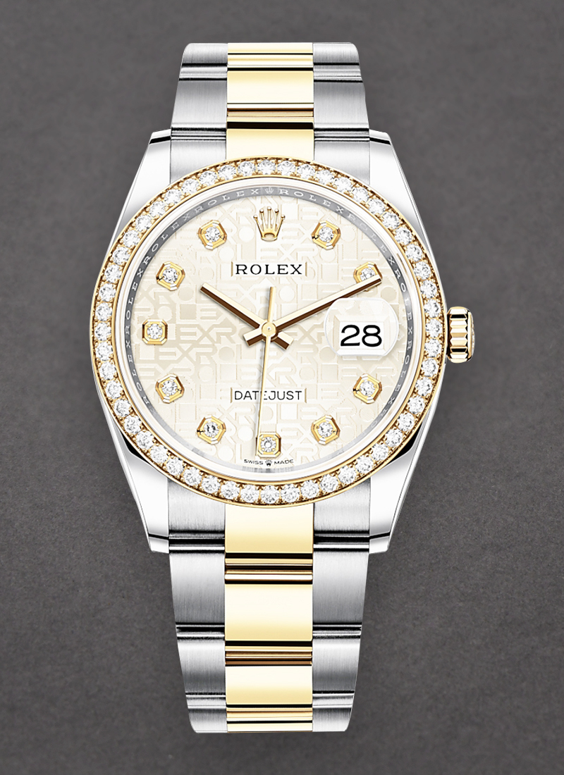 Rolex Unworn Datejust 36mm in Steel with Yellow Gold Diamond Bezel