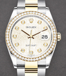 Datejust 36mm in Steel with Yellow Gold Diamond Bezel on Oyster Bracelet with Silver Jubilee Diamond Dial
