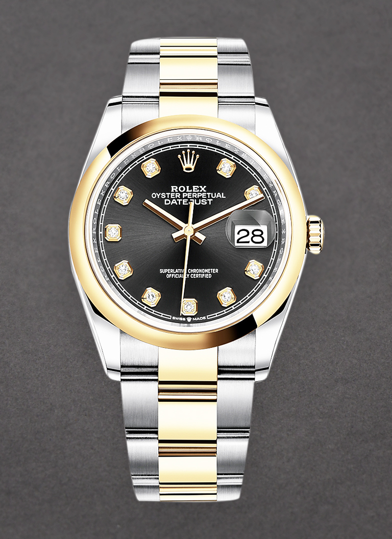 Rolex Unworn Datejust 36mm in Steel with Yellow Gold Smooth Bezel