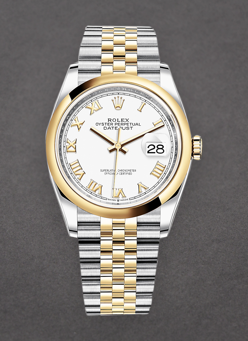 Rolex Unworn Datejust 36mm in Steel with Yellow Gold Smooth Bezel