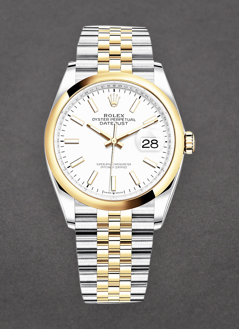 Rolex Unworn Datejust 36mm in Steel with Yellow Gold Smooth Bezel