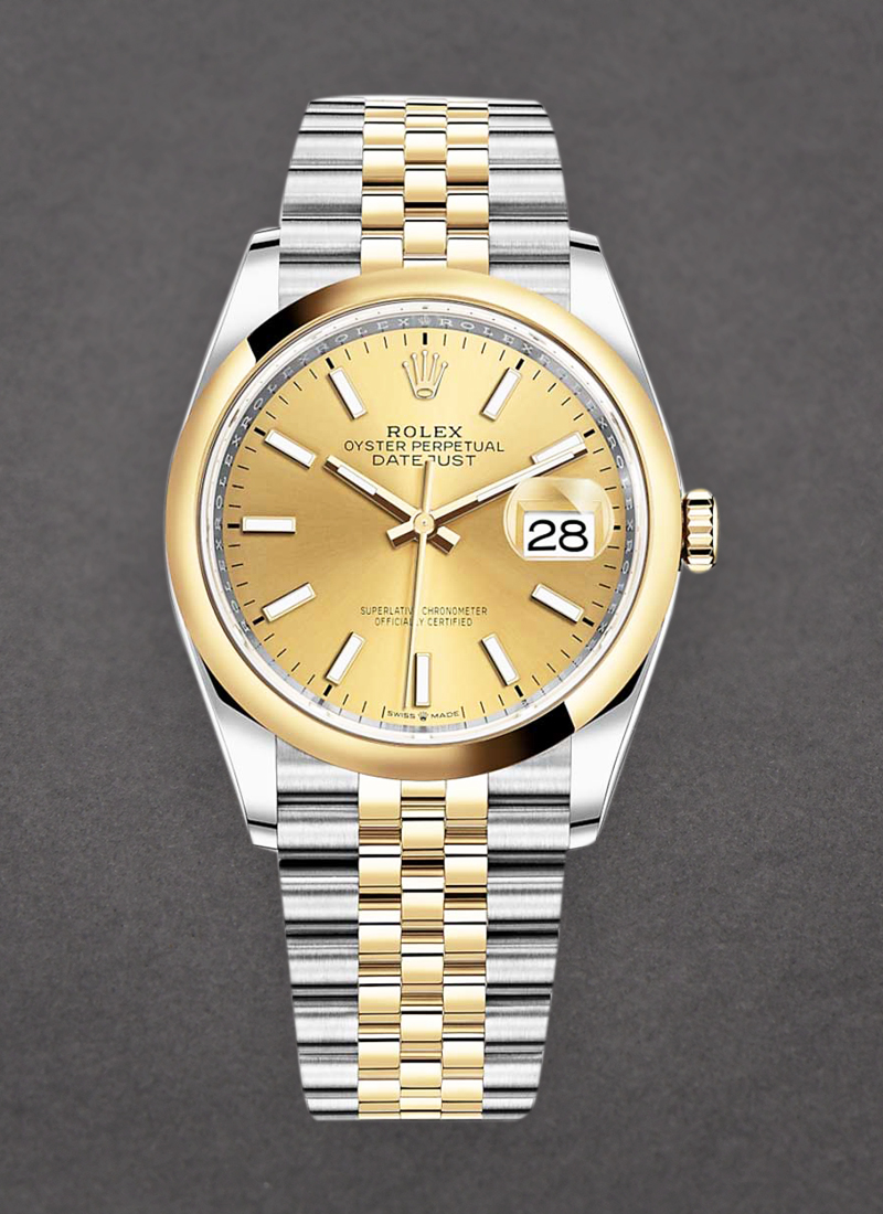 Rolex Unworn Datejust in Steel with Yellow Gold Smooth Bezel