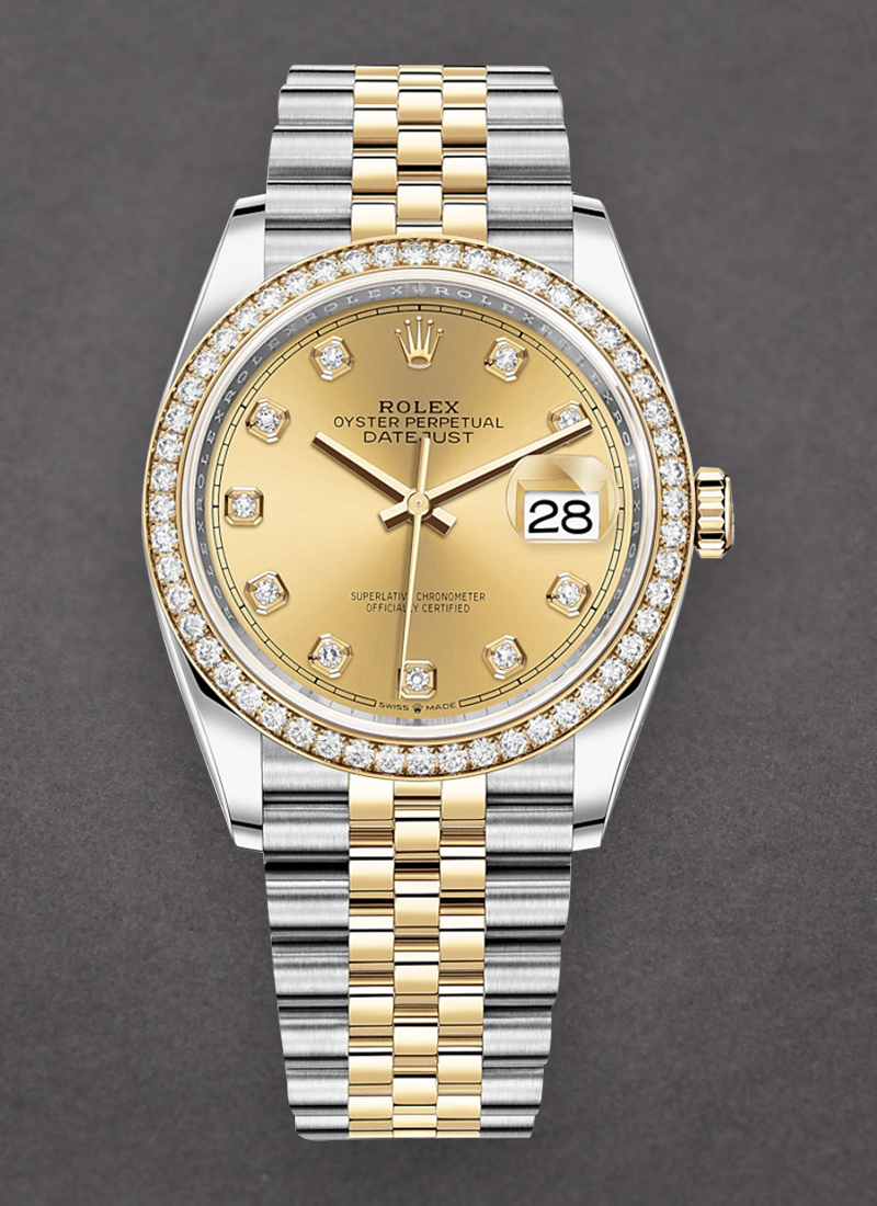 Rolex Unworn 2-Tone Datejust 36mm with Diamond Bezel