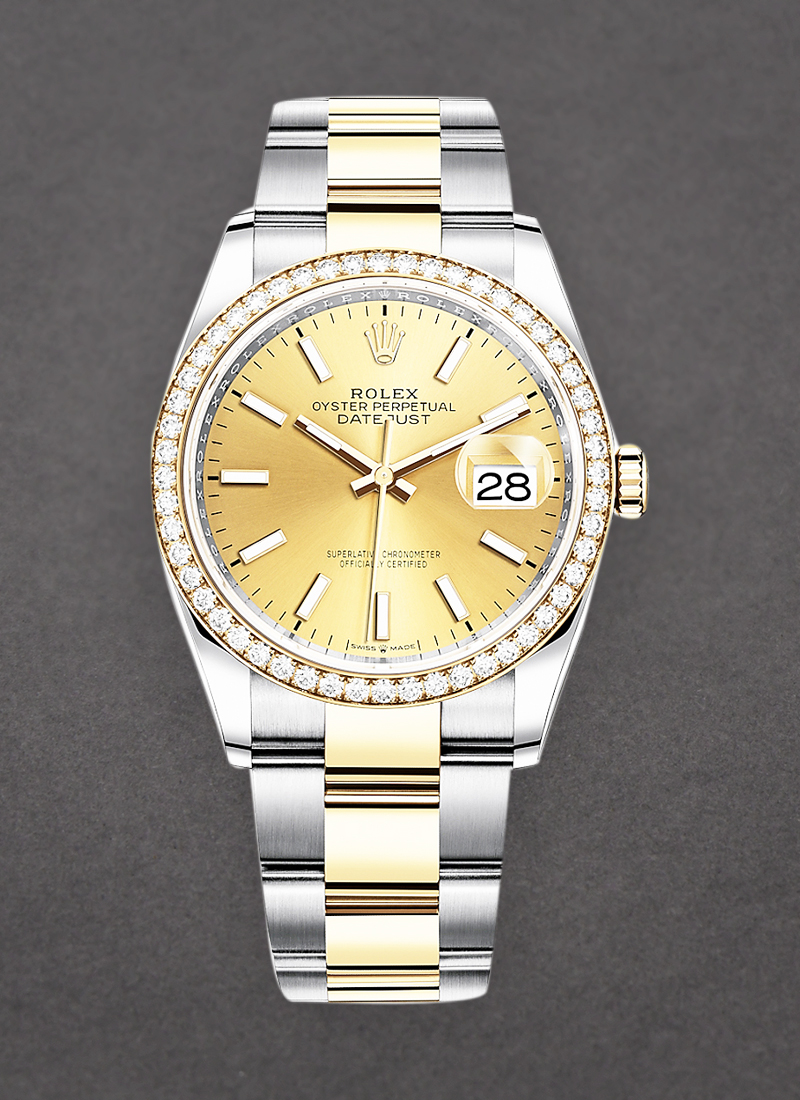 Rolex Unworn 2-Tone Datejust 36mm with Diamond Bezel