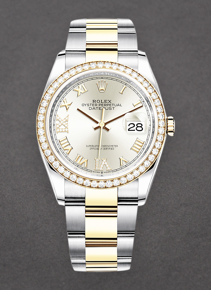 Rolex Unworn Datejust 36mm in Steel with Yellow Gold Diamond Bezel