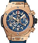 Big Bang Unico King Gold 45mm Automatic in Rose Gold On Blue Rubber Strap with Blue Dial