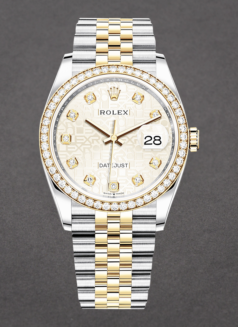 Rolex Unworn Datejust 36mm in Steel with Yellow Gold Diamond Bezel