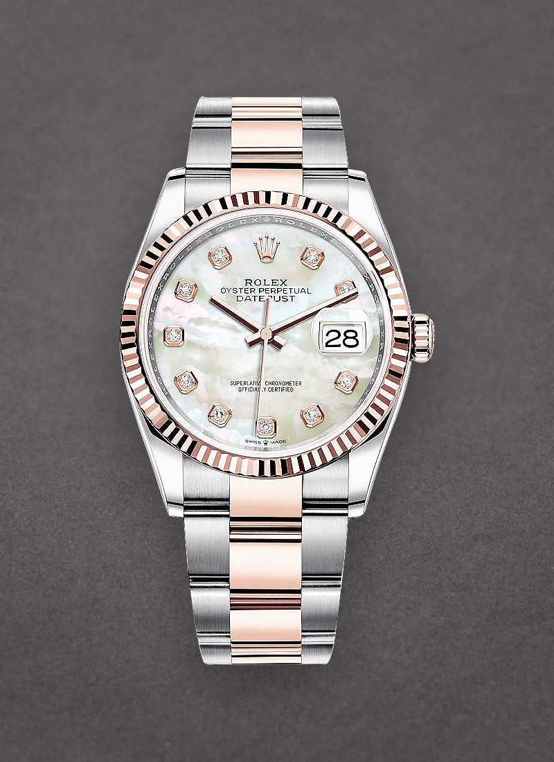 Rolex Unworn Datejust 36mm in Steel with Rose Gold Fluted Bezel