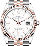 2-Tone Midsize Datejust with Fluted Bezel on Jubilee Bracelet with White Stick Dial
