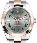 Datejust 41mm in Steel with Rose Gold Domed Bezel on Oyster Bracelet with Green Grey Roman Dial