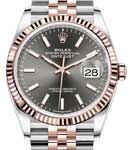 2-Tone 36mm Datejust with Fluted Bezel on Jubilee Bracelet with Dark Rhodium Stick Dial