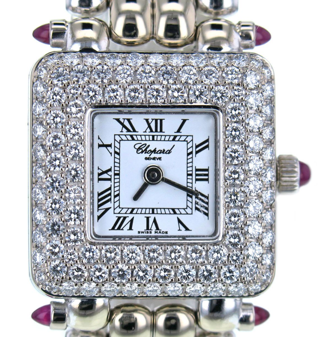 Classic Diamond 18kt in White Gold with Diamond Bezel on White Gold Bracelet with White Dial