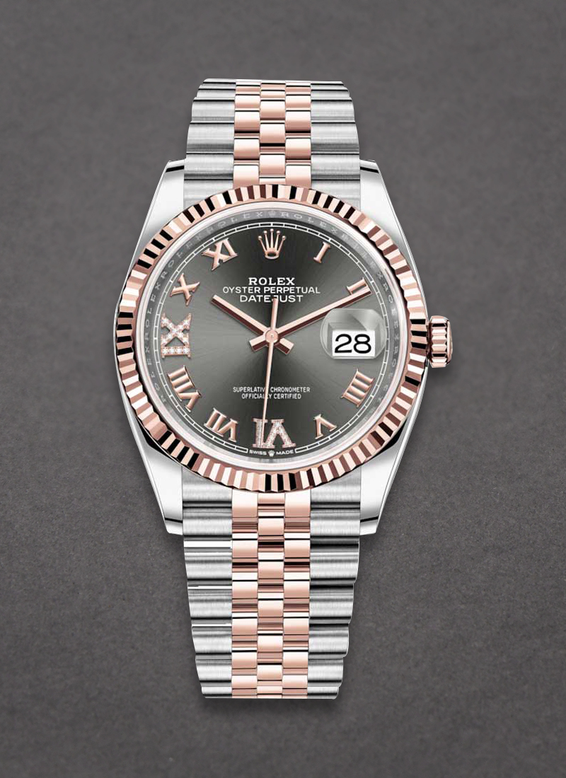 Rolex Unworn Datejust 36mm in Steel with Rose Gold Fluted Bezel