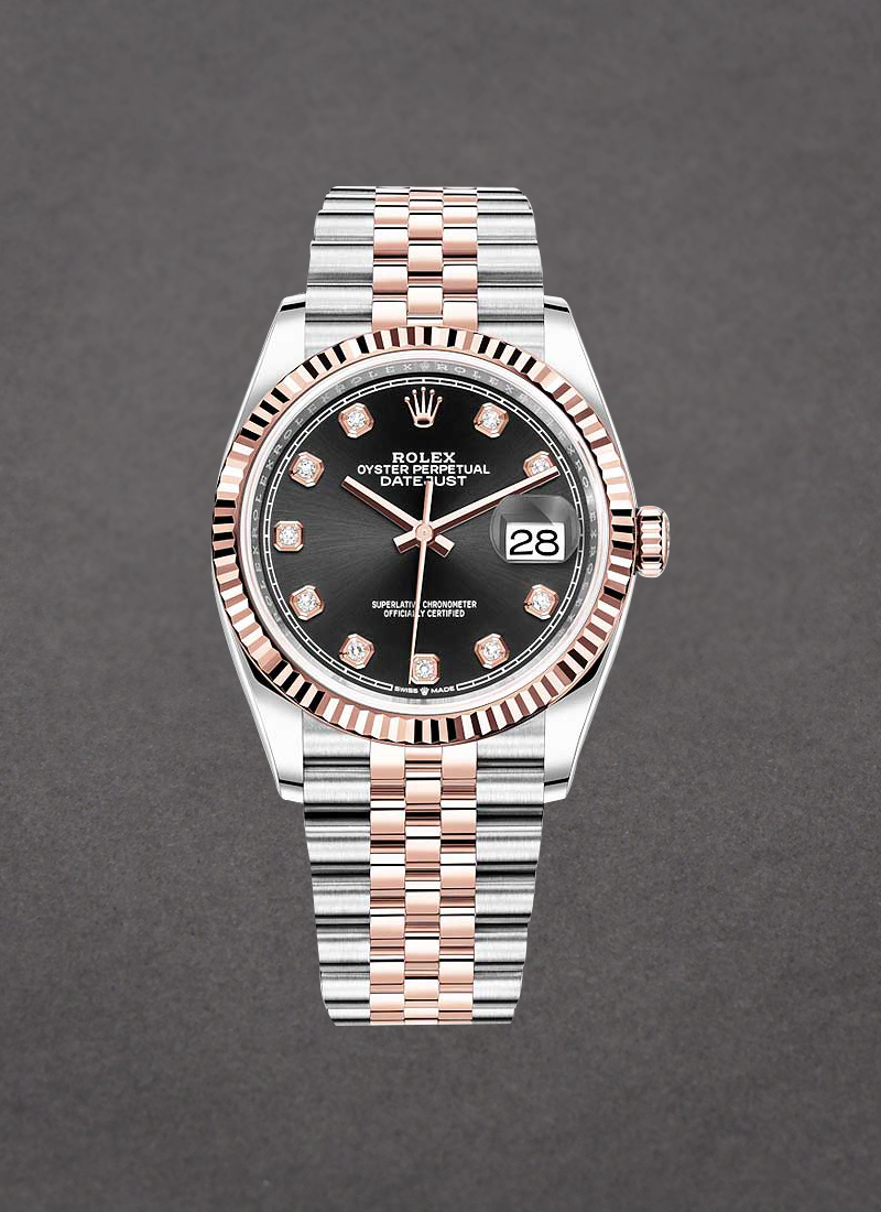 Rolex Unworn Datejust 36mm in Steel with Rose Gold Fluted Bezel