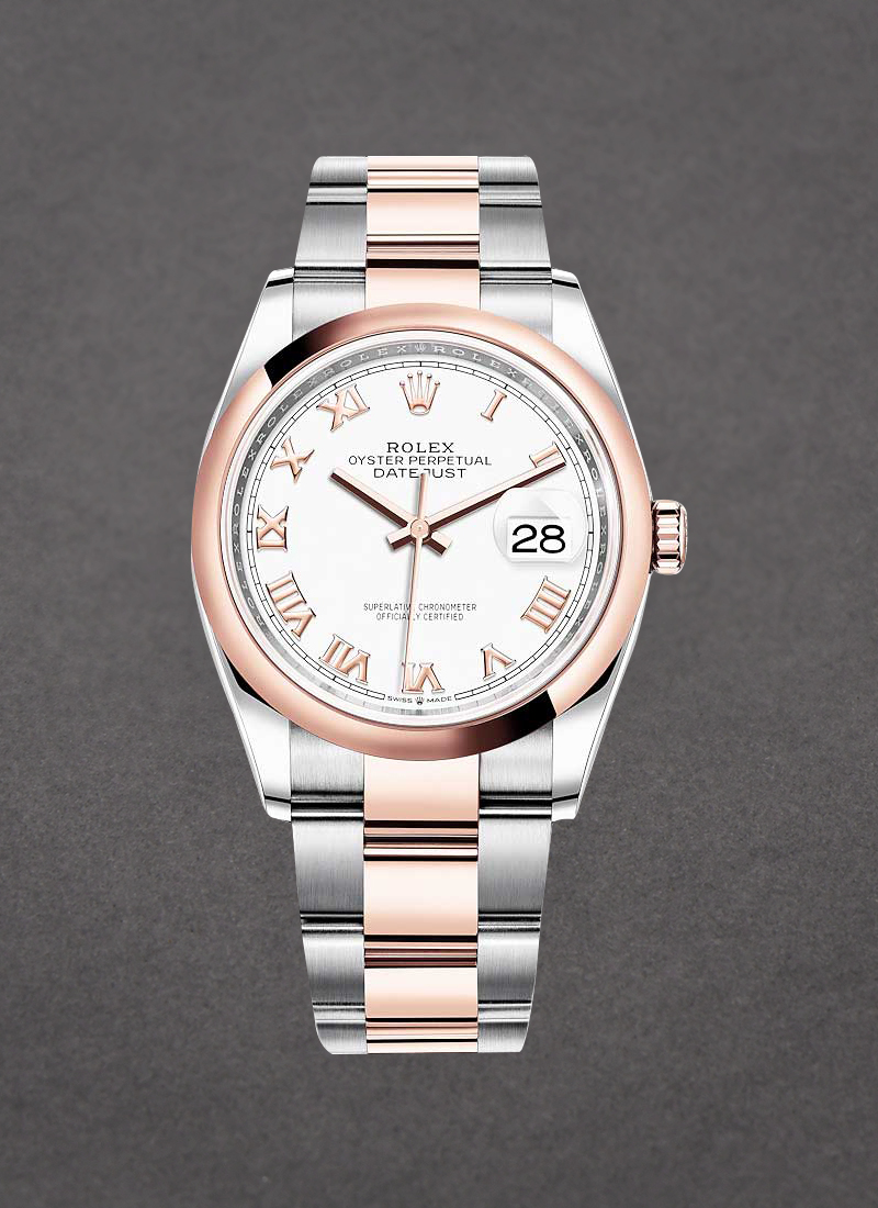 Rolex Unworn Datejust 36mm in Steel with Rose Gold Domed Bezel