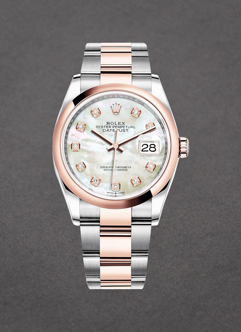 Rolex Unworn Datejust 36mm in Steel with Rose Gold Domed Bezel