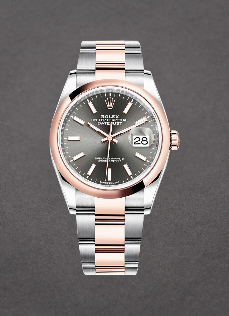 Rolex Unworn Datejust 36mm in Steel with Rose Gold Domed Bezel