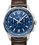 Polaris Chronograph 42mm Automatic in Steel on Brown Calfskin Leather with Blue Dial