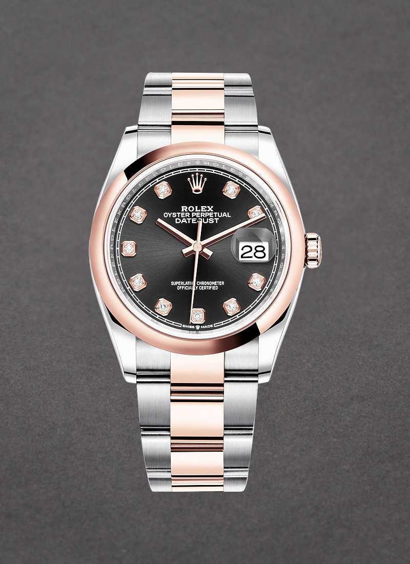 Rolex Unworn Datejust 36mm in Steel with Rose Gold Domed Bezel