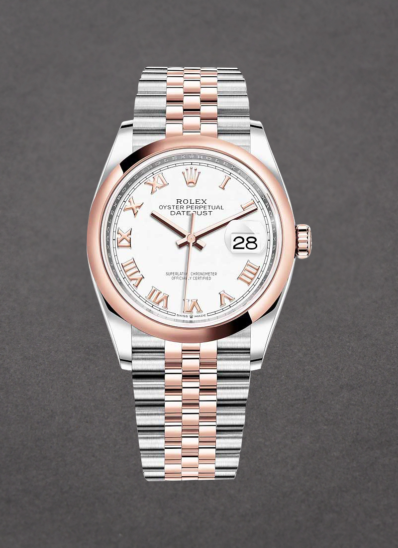 Rolex Unworn Datejust 36mm in Steel with Rose Gold Domed Bezel