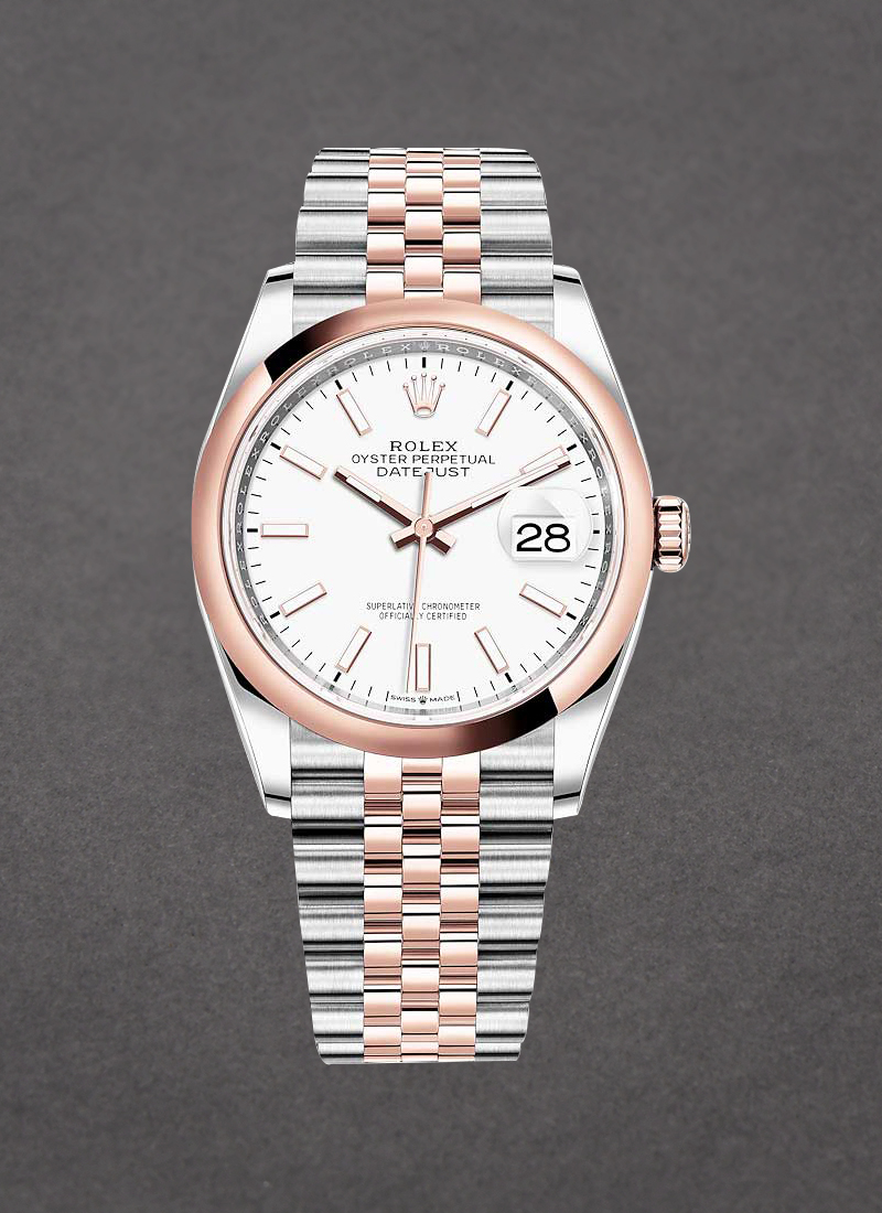 Rolex Unworn Datejust 36mm in Steel with Rose Gold Domed Bezel