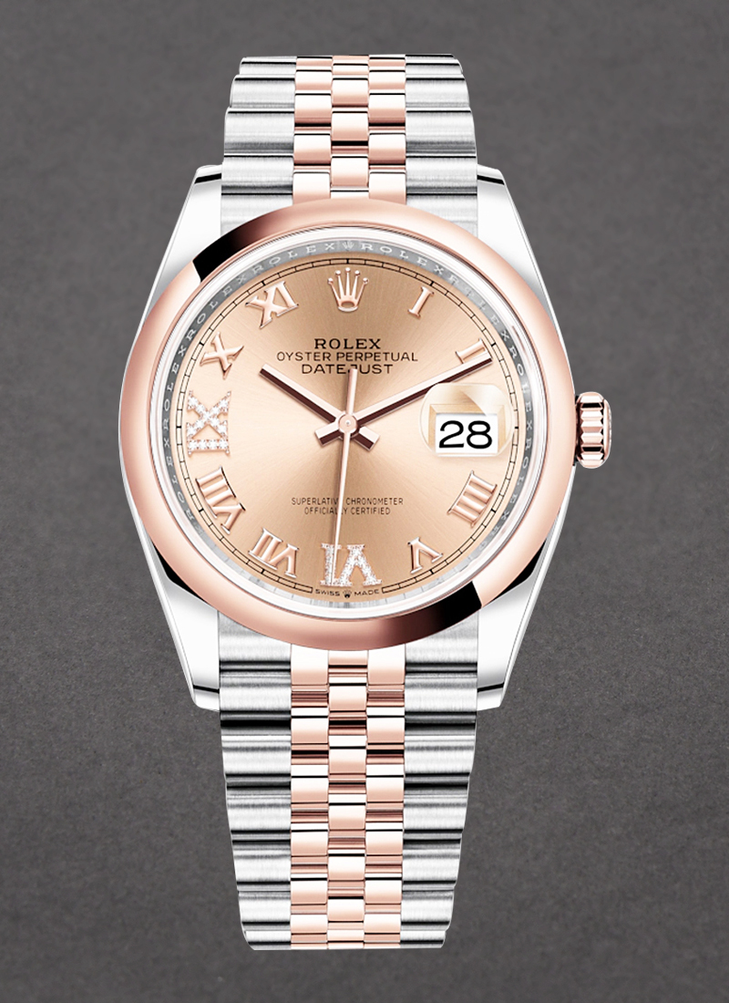 Rolex Unworn Datejust 36mm in Steel with Rose Gold Smooth Bezel