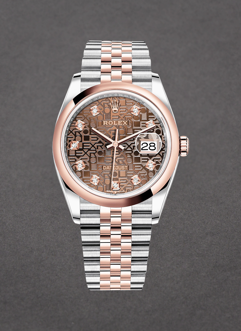 Rolex Unworn Datejust 36m in Steel with Rose Gold Domed Bezel