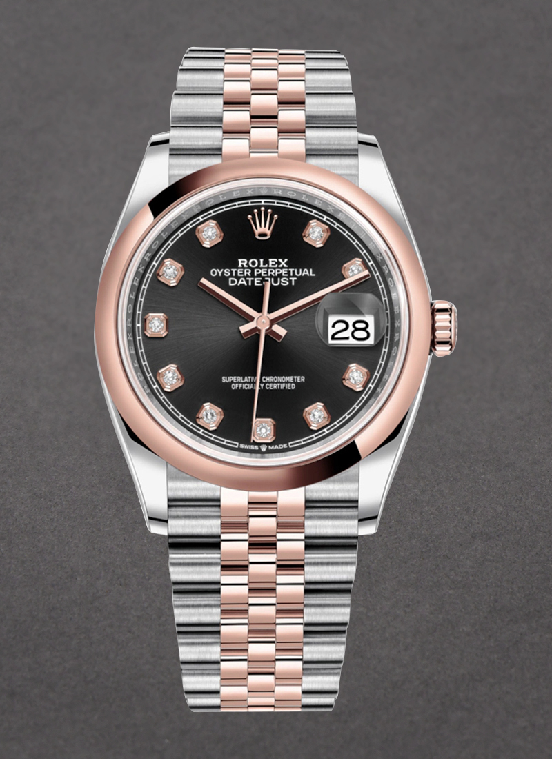 Rolex Unworn Datejust 36m in Steel with Rose Gold Domed Bezel