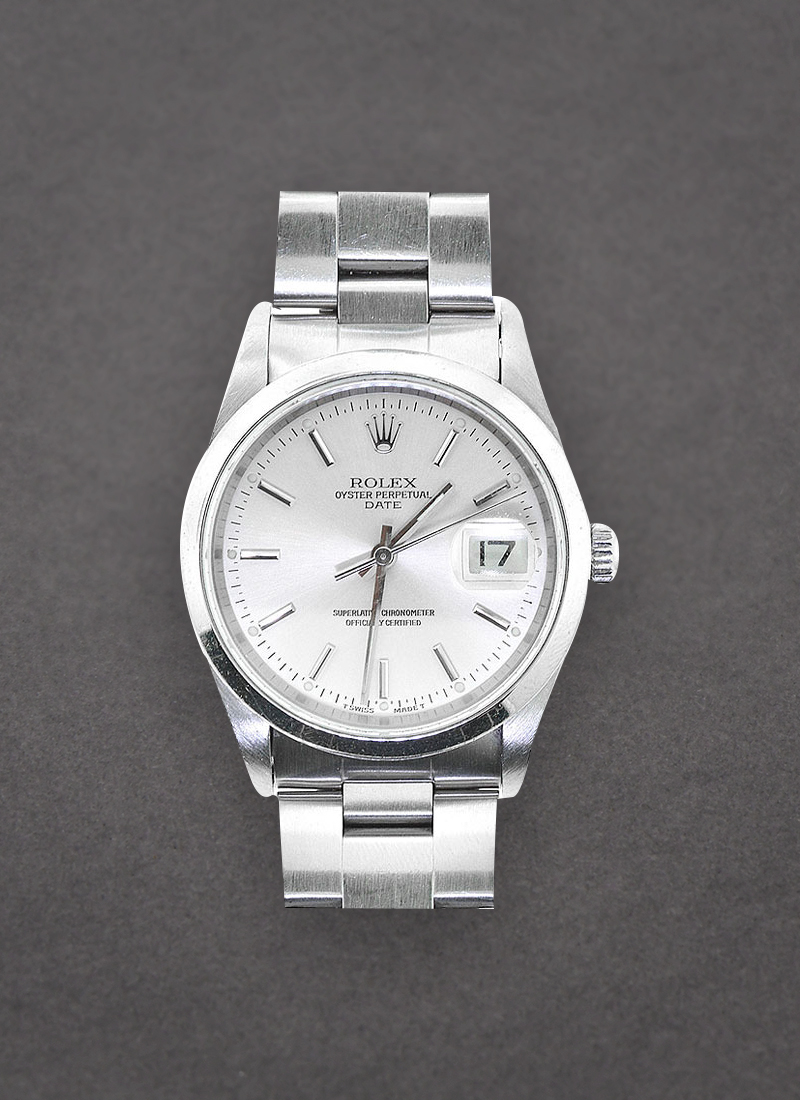 Pre-Owned Rolex Date 34mm in Steel with Smooth Bezel