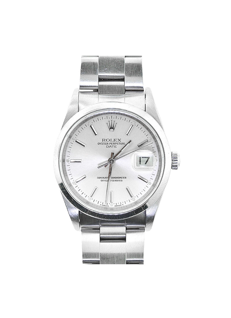 Pre-Owned Rolex Date 34mm in Steel with Smooth Bezel