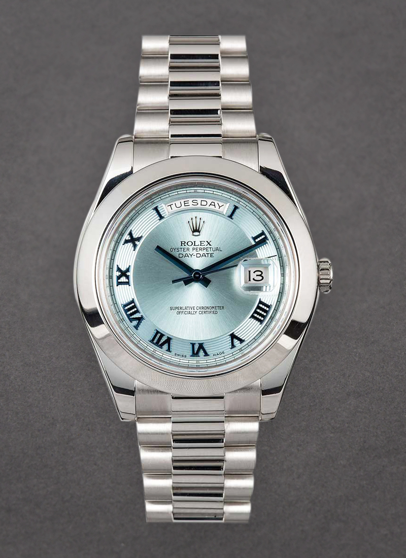 218206 used iceblue roman concentric Rolex President 41mm Platinum Essential Watches