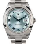 Day Date 41mm President in Platinum with Smooth Bezel on President Bracelet with Ice Blue Concentric Roman Dial