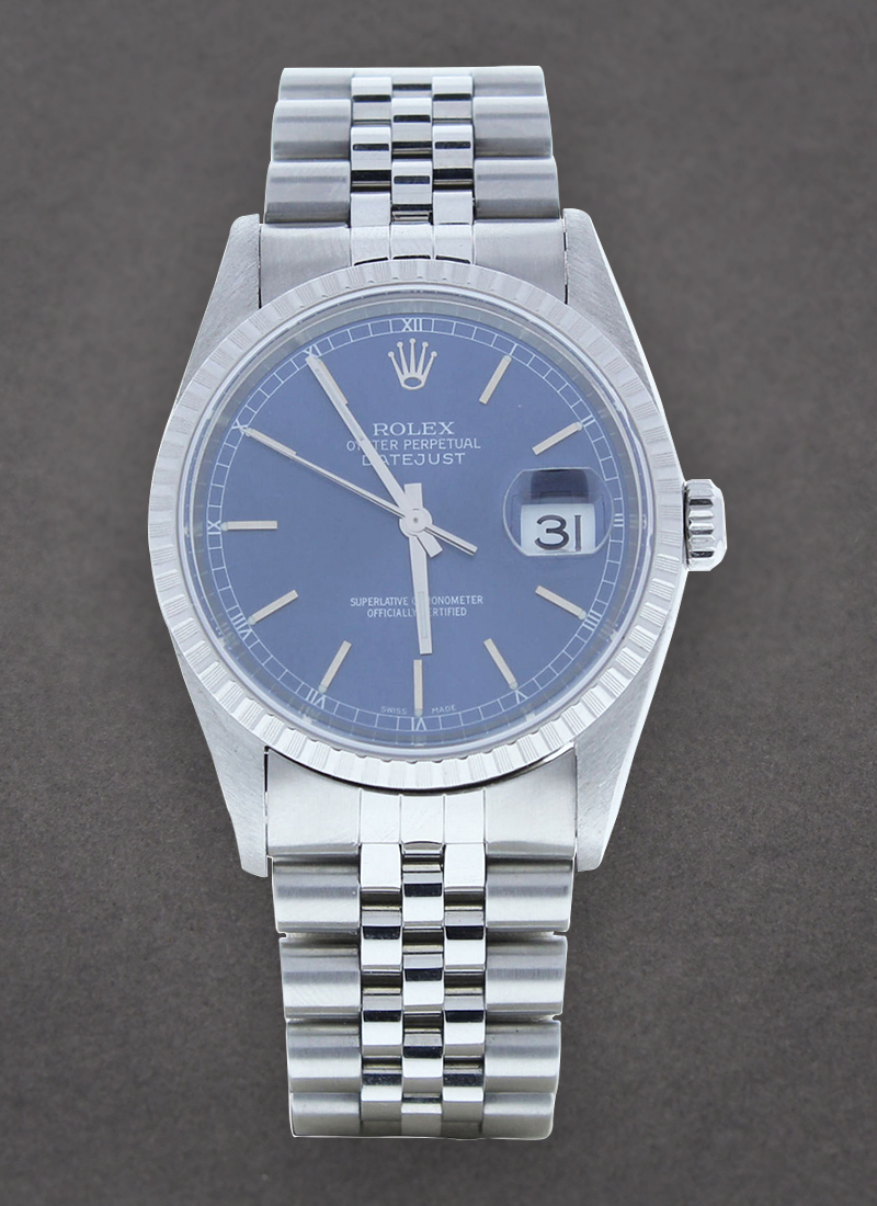 Pre-Owned Rolex Datejust 36mm in Steel With Engine Turned Bezel