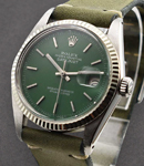 Datejust 36mm in Steel with White Gold Fluted Bezel on Strap with Aftermarket Green Dial