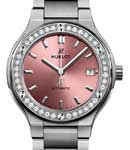 Classic Fusion 38mm Titanium with Diamond Bezel on Titanium Bracelet with Light Pink Sunray Dial