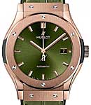 Classic Fusion 42mm in Rose Gold on Green Rubber Lining Alligator Leather Strap with Green Dial